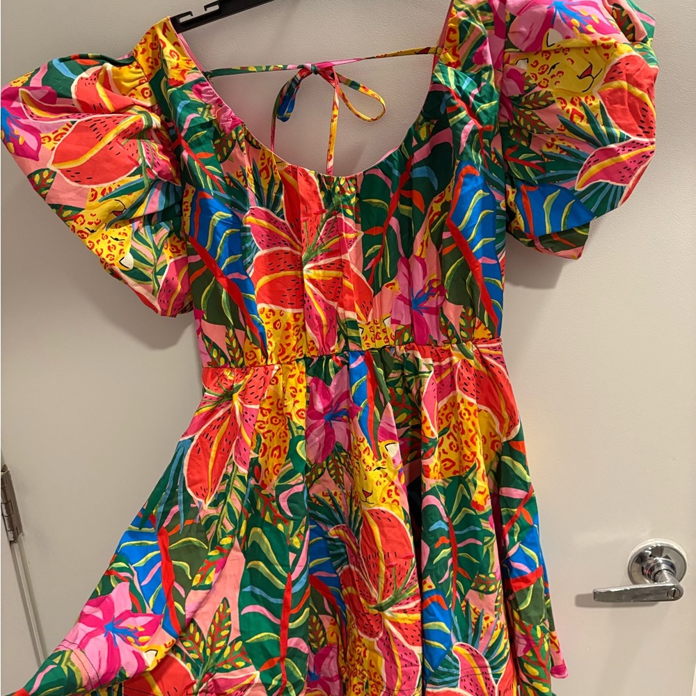 Vibrant Floral Puff Sleeve Dress